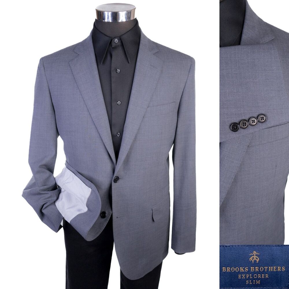 Brooks Brothers Explorer Slim Fit Blazer Sport Coat Sz 42R 2-Button Wool Jacket